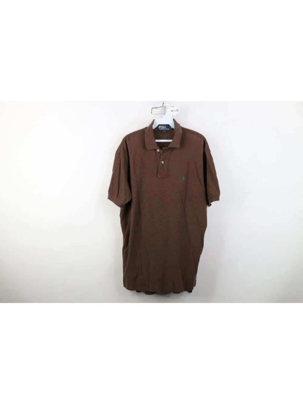 Vintage 90s Ralph Lauren Mens Medium Faded Cotton Knit Golf Polo Shirt Brown